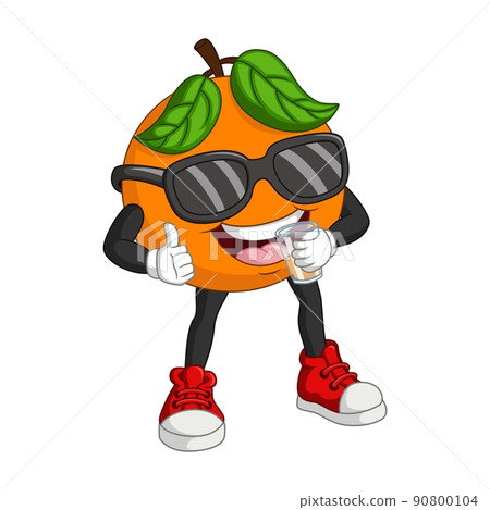 Cartoon funny orange character giving thumb up Cartoon funny orange character giving thumb up 90800104