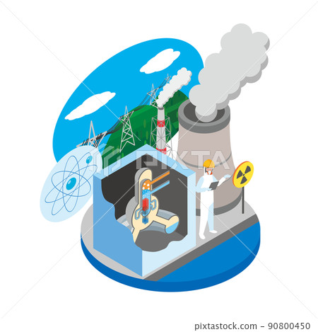Illustration of nuclear power facility Illustration of nuclear power facility 90800450