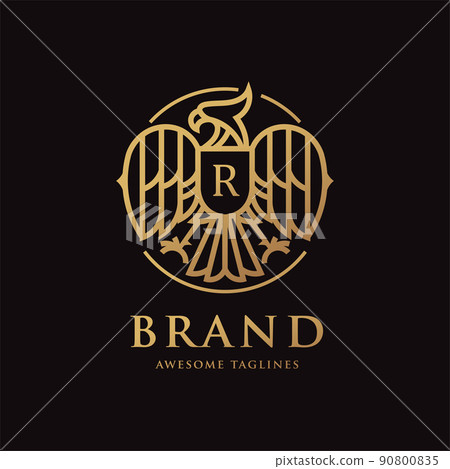 heraldic eagle linear with letter R logo vector heraldic eagle linear with letter R logo vector 90800835