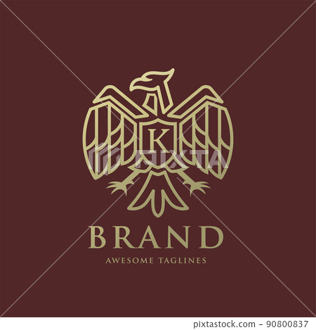 heraldic eagle linear with letter k logo vector heraldic eagle linear with letter k logo vector 90800837