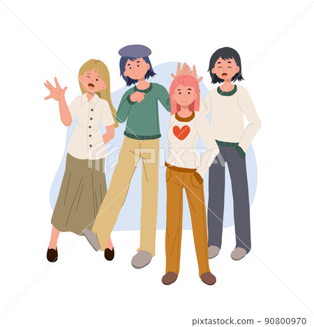 group of people isolated on white background.Happy smiling young men, women standing together.Flat cartoon vector character illustration. group of people isolated on white background.Happy smiling young men, women standing together.Flat cartoon vector character illustration. 90800970