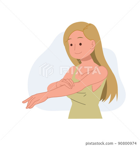 Skin care concept. Beauty Girl using lotion,Take Care of her Body Skin.Flat cartoon vector illustration. Skin care concept. Beauty Girl using lotion,Take Care of her Body Skin.Flat cartoon vector illustration. 90800974