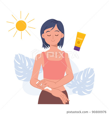 Skin care concept.Sunscreen.Woman using sunscreen. Skin care concept.Sunscreen.Woman using sunscreen. 90800976