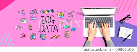 Big data theme with person using a laptop 90801109