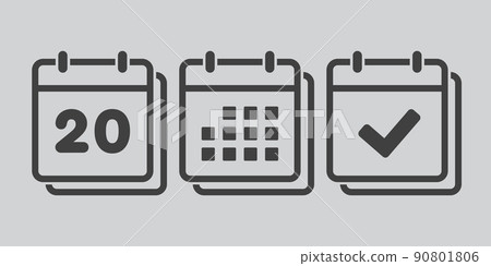 Vector icon page calendar number 20, genda, done 90801806