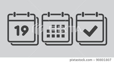 Vector icon page calendar number 19, genda, done 90801807