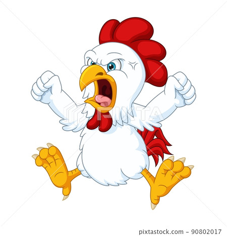 Cartoon angry chicken on white background Cartoon angry chicken on white background 90802017