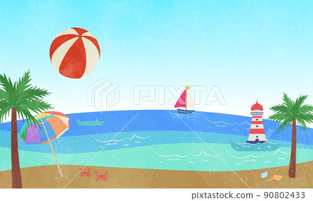 Illustration of a cute summer sea image 02 90802433