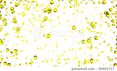 3d oil bubbles isolated. Golden yellow oil liquid drops on empty white background.  90802517