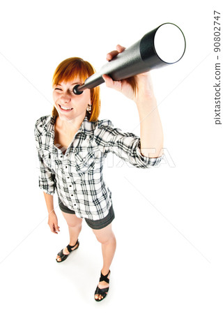 woman with telescope 90802747