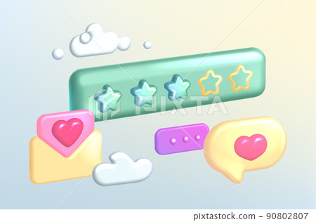 Realistic 3D customer feedback with rating stars 90802807