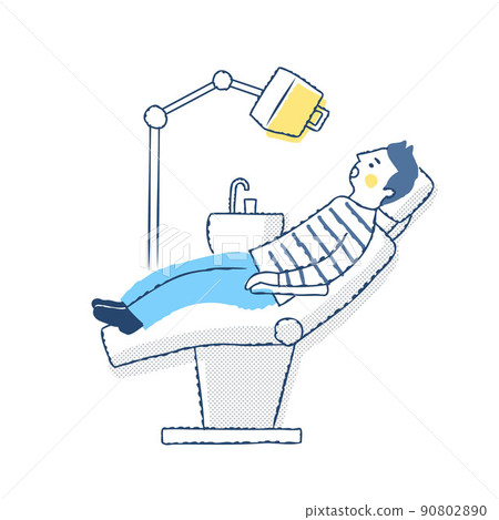 Patient sitting on the examination table of the dental clinic Patient sitting on the examination table of the dental clinic 90802890