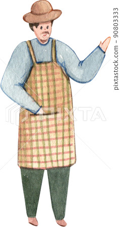 Farmer character in market watercolor icon png Farmer character in market watercolor icon png 90803333