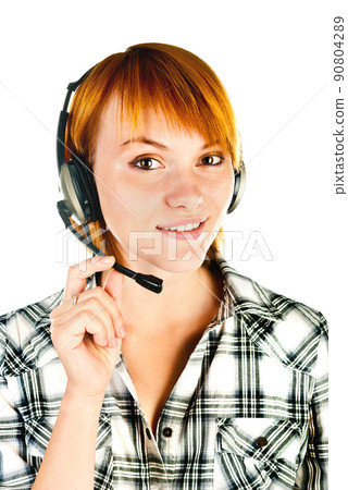 woman with headset woman with headset 90804289