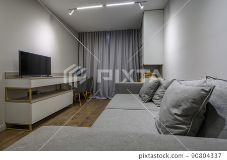 Grey luxury bedroom with elegant and modern details Grey luxury bedroom with elegant and modern details 90804337