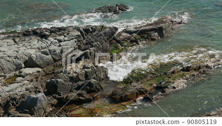 Sea Beach with rock stone 90805119