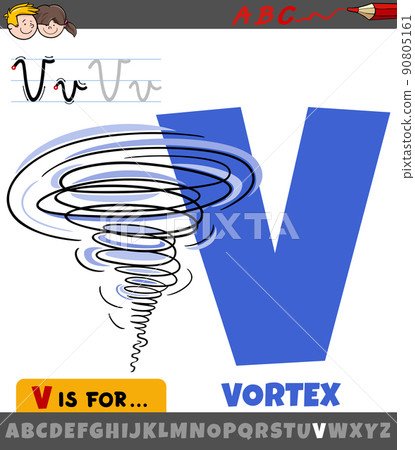 letter V from alphabet with vortex word 90805161