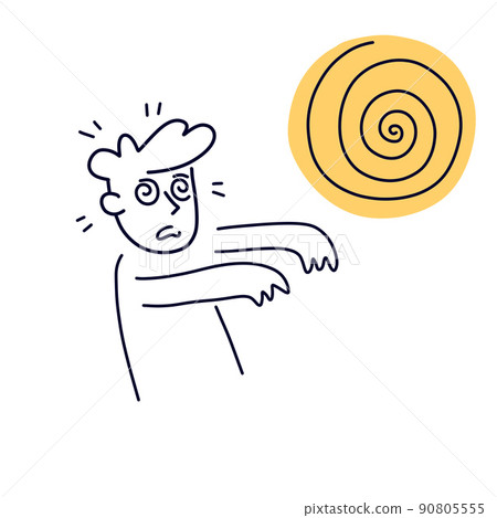 Hypnotized man. Autosuggestion and deception. Character with spiral eyes 90805555