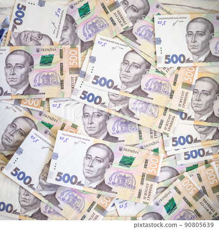 Ukrainian hryvnia, new 500 hryvnia bills. Hryvnia UAH Financial background with hryvnia 90805639