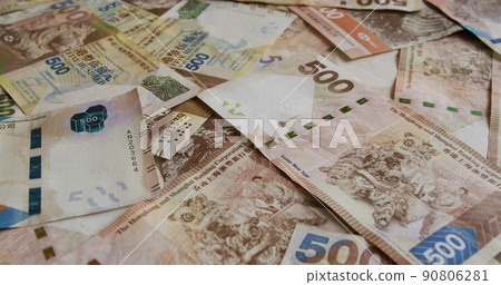 Stack of Hong Kong banknote, five hundred dollar 90806281
