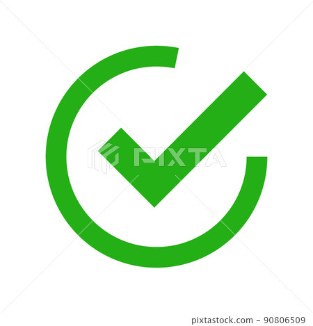Check mark icon green circle 90806509