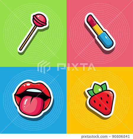 Mini set of stickers in pop art style. Mini set of stickers in pop art style. 90806841