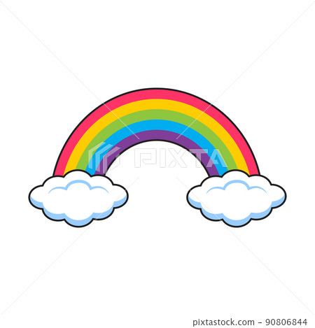 Vector cute illustration of a rainbow and two clouds on a white background Vector cute illustration of a rainbow and two clouds on a white background 90806844