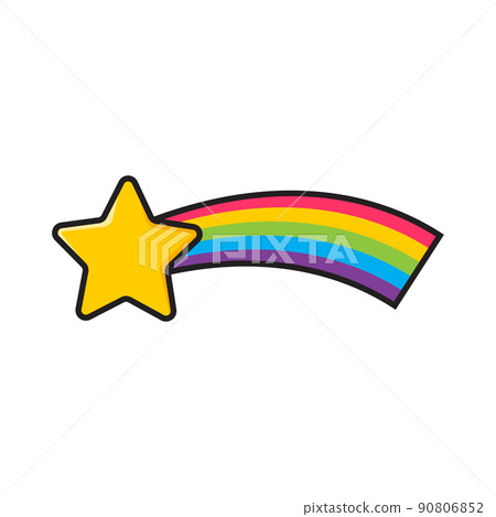 Vector cute illustration of star with rainbow tail. Vector cute illustration of star with rainbow tail. 90806852