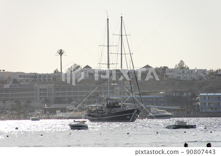 Old wooden boat the harbor 90807443