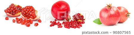 Group of pomegranates on a white background 90807565