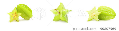 Collage of carambole isolated over a white background Collage of carambole isolated over a white background 90807569