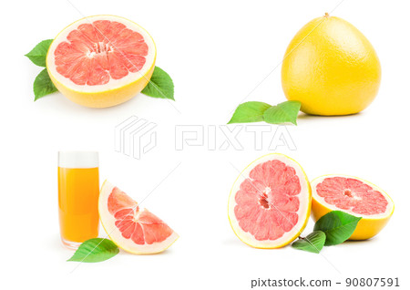 Set of grapefruit isolated on a white background cutout Set of grapefruit isolated on a white background cutout 90807591
