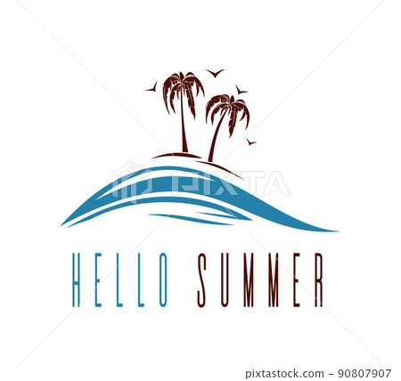 Summer logo template design with palm trees 90807907