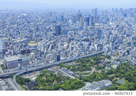 Osaka cityscape from Tennoji to Namba 90807915