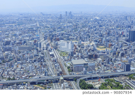 Osaka cityscape from Shin-Imamiya Station to Osaka Port Osaka cityscape from Shin-Imamiya Station to Osaka Port 90807934