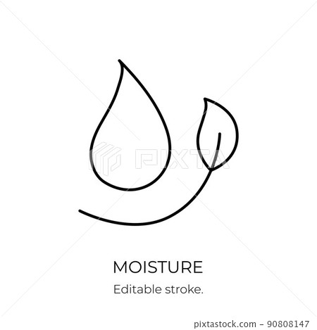 Moisture and nutrition icon for revitalizing and hydrating face beauty product. Editable stroke. Vector stock illustration isolated on white background for packaging design. EPS10 Moisture and nutrition icon for revitalizing and hydrating face beauty product. Editable stroke. Vector stock illustration isolated on white background for packaging design. EPS10 90808147