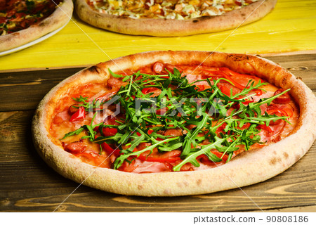 American pizza and pizzeria. Take away food with white sauce American pizza and pizzeria. Take away food with white sauce 90808186