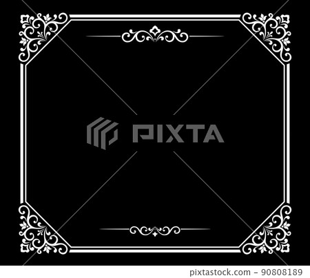 Decorative frame Elegant vector element for design in Eastern style, place for text. Floral black and white border. Lace illustration for invitations and greeting cards Decorative frame Elegant vector element for design in Eastern style, place for text. Floral black and white border. Lace illustration for invitations and greeting cards 90808189
