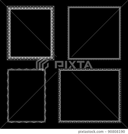 Set of decorative frames Elegant vector element for design in Eastern style, place for text. Floral black and white borders. Lace illustration for invitations and greeting cards. Set of decorative frames Elegant vector element for design in Eastern style, place for text. Floral black and white borders. Lace illustration for invitations and greeting cards. 90808190
