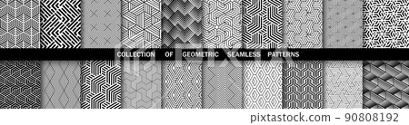 Geometric set of seamless black and white patterns. Simpless vector graphics Geometric set of seamless black and white patterns. Simpless vector graphics 90808192