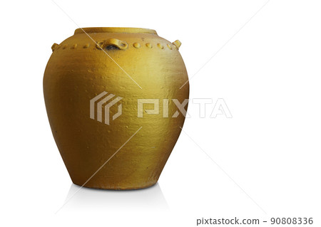 antique gold pottery pot on white background, vintage, object, retro, ancient, copy space antique gold pottery pot on white background, vintage, object, retro, ancient, copy space 90808336