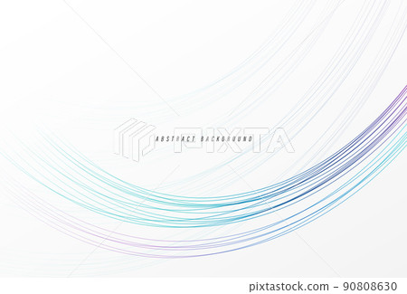 Abstract colorful curved lines on white background. Modern blue and purple gradient curve lines design elements. Smooth curved lines pattern. Minimalist style graphic. Vector illustration 90808630