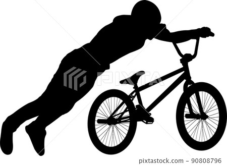 BMX stunt silhouette - vector artwork 90808796