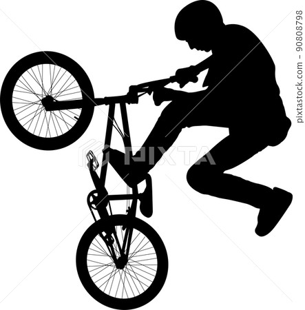 BMX stunt silhouette - vector artwork 90808798