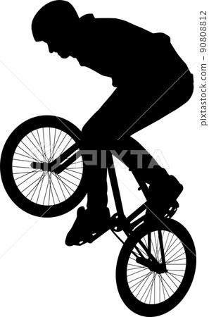 BMX stunt silhouette - vector artwork 90808812