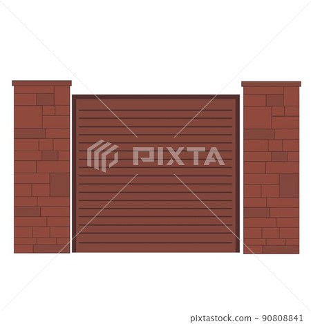 A fence made of stones. Vector stock illustration. Outdoor landscape. Security and privacy concept. Isolated on a white background. A fence made of stones. Vector stock illustration. Outdoor landscape. Security and privacy concept. Isolated on a white background. 90808841