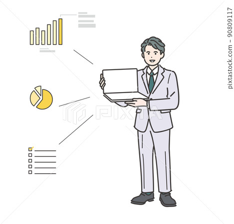 男性顧問的插圖素材來解釋 男性顧問的插圖素材來解釋 90809117