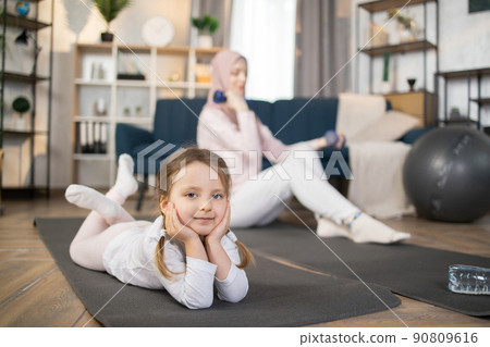 Morning sports and health gymnastics at home. Morning sports and health gymnastics at home. 90809616
