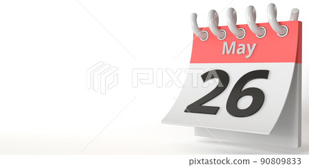 May 26 date on a tear-off calendar, 3d rendering 90809833