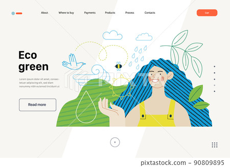 Ecology - Eco green -Modern flat vector concept illustration of a young woman surrounded by natural ecological symbols. Creative landing web page template Ecology - Eco green -Modern flat vector concept illustration of a young woman surrounded by natural ecological symbols. Creative landing web page template 90809895